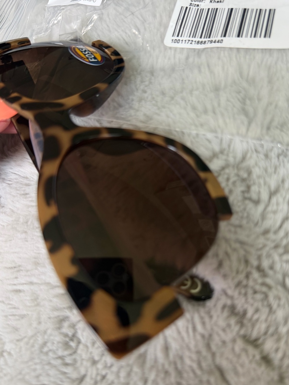 Fossil Full Rim Cat Eye Non-Polarized Sunglasses (Uv 400) Brown Lens Fw197-Khaki - Picture 2 of 8